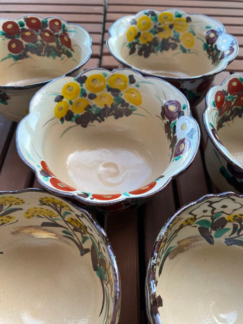 乾山写万寿菊5客秋草向付5客　合計10客 清水焼　新品未使用