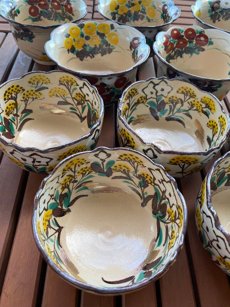 乾山写万寿菊5客秋草向付5客　合計10客 清水焼　新品未使用