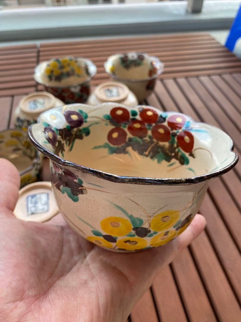 乾山写万寿菊5客秋草向付5客　合計10客 清水焼　新品未使用