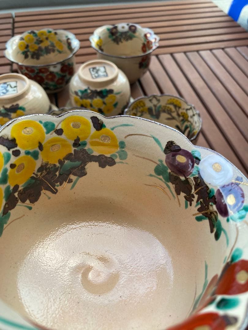 乾山写万寿菊5客秋草向付5客　合計10客 清水焼　新品未使用