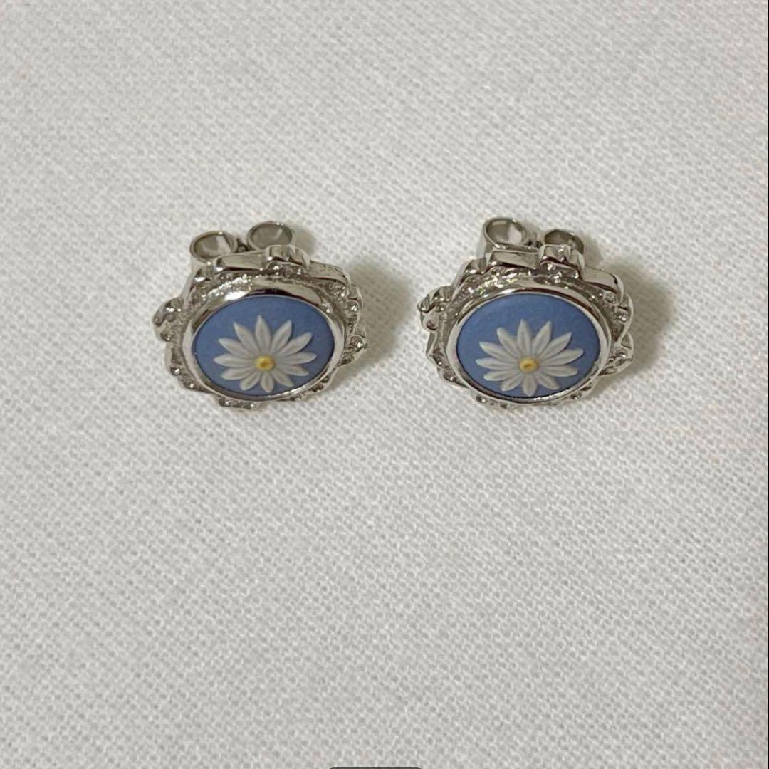  ジャスパー　ビンテージピアス　シルバー　フラワー