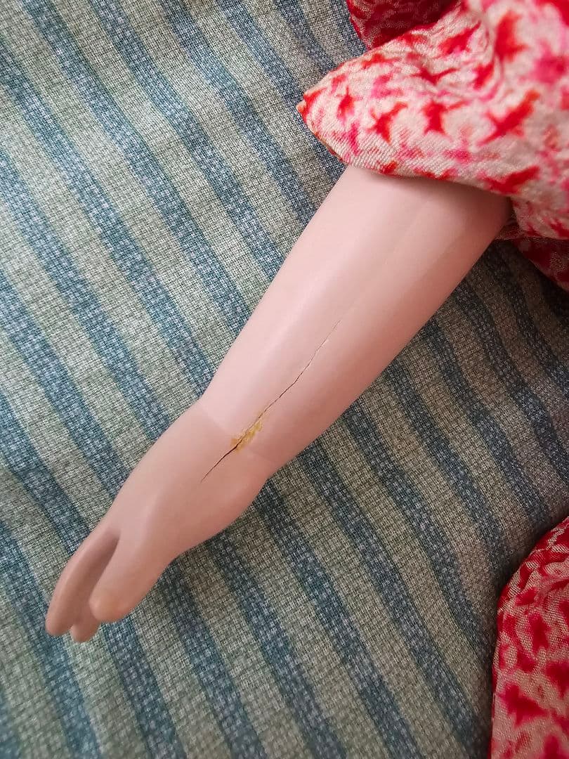 市松人形 赤色と白色の着物 光龍斎　瀧澤義豊　12号 傷や汚れあり