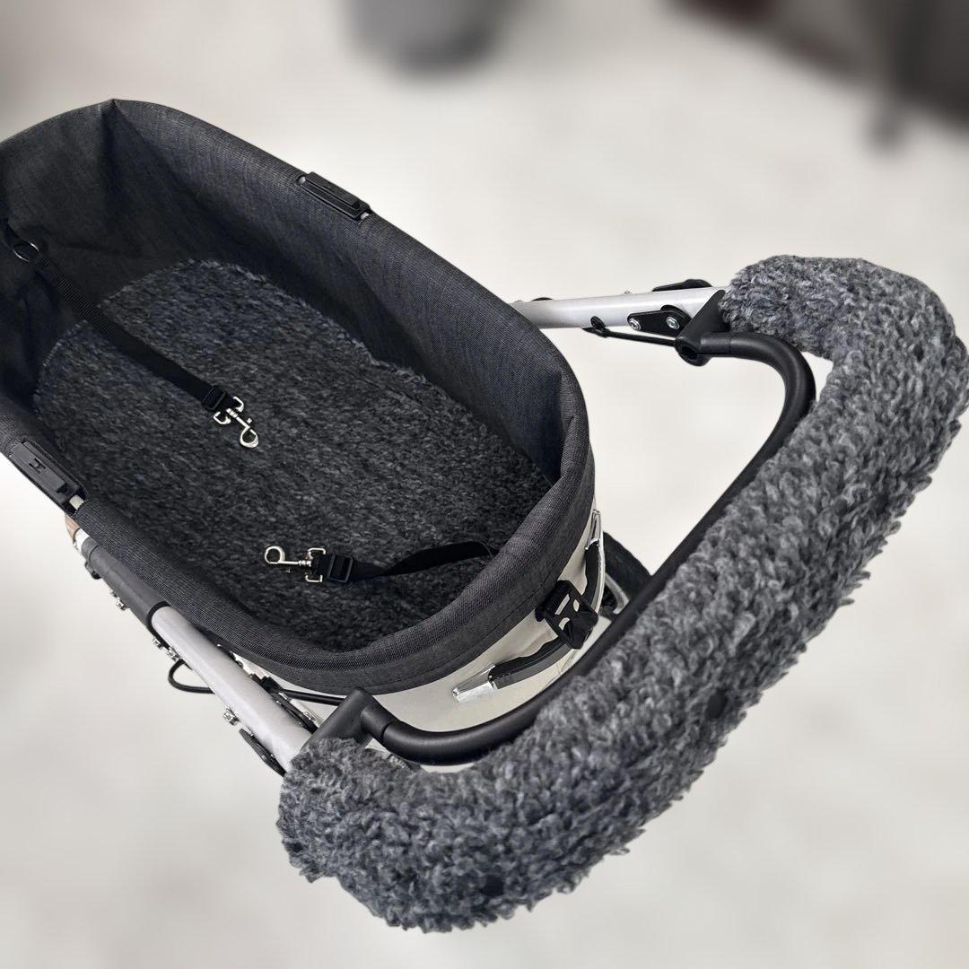 エアバギートーム3 コットカバー(ラージサイズ)デニム×ボア　黒系　2点セット