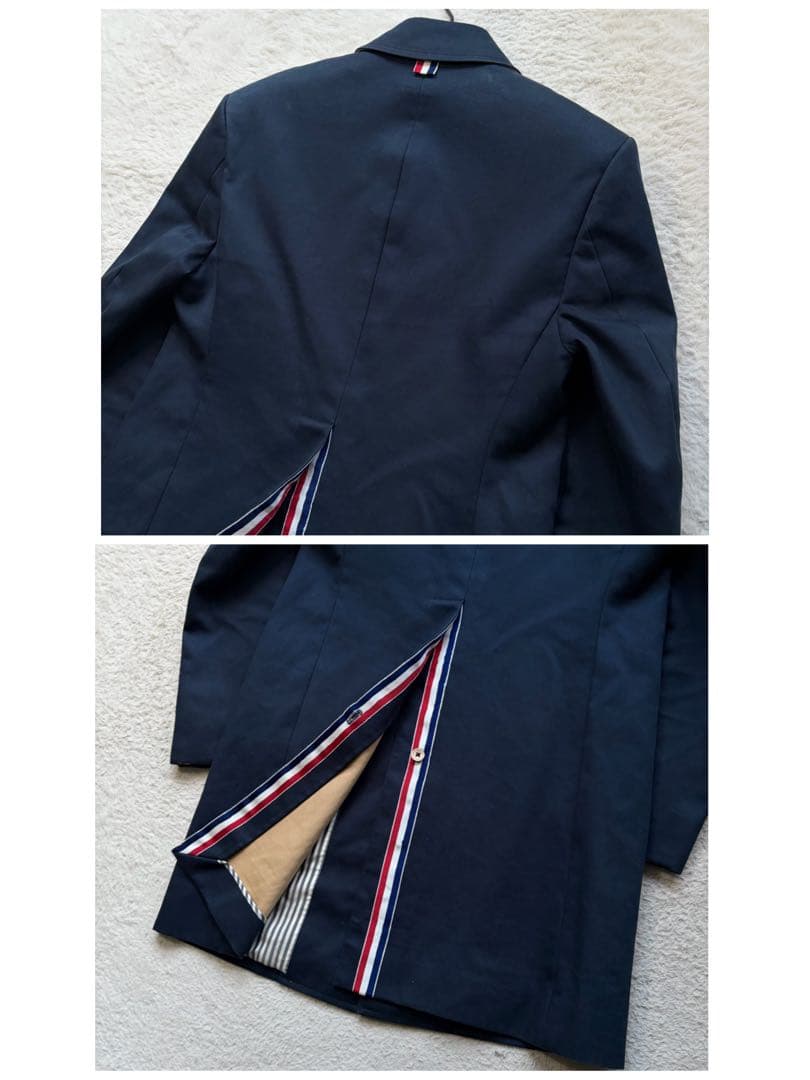 【美品】トムブラウン バルカラーコート ステンカラー トリコロール ネイビー S