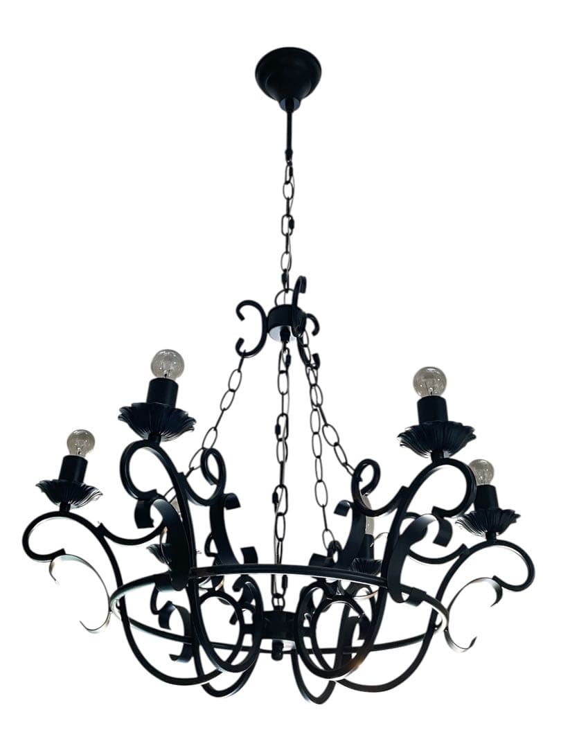 ブラック　アイアン　シャンデリア　 6灯式　レトロ　アンティーク