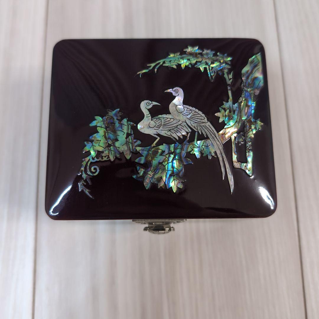 木製アクセサリーケース 二羽の鳥デザイン