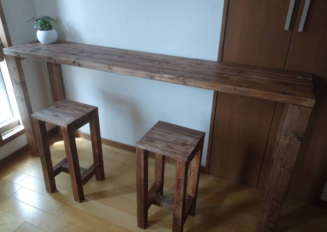 180 カウンターテーブル 無垢材　アンティーク風　木目調　天然素材　ダイニング