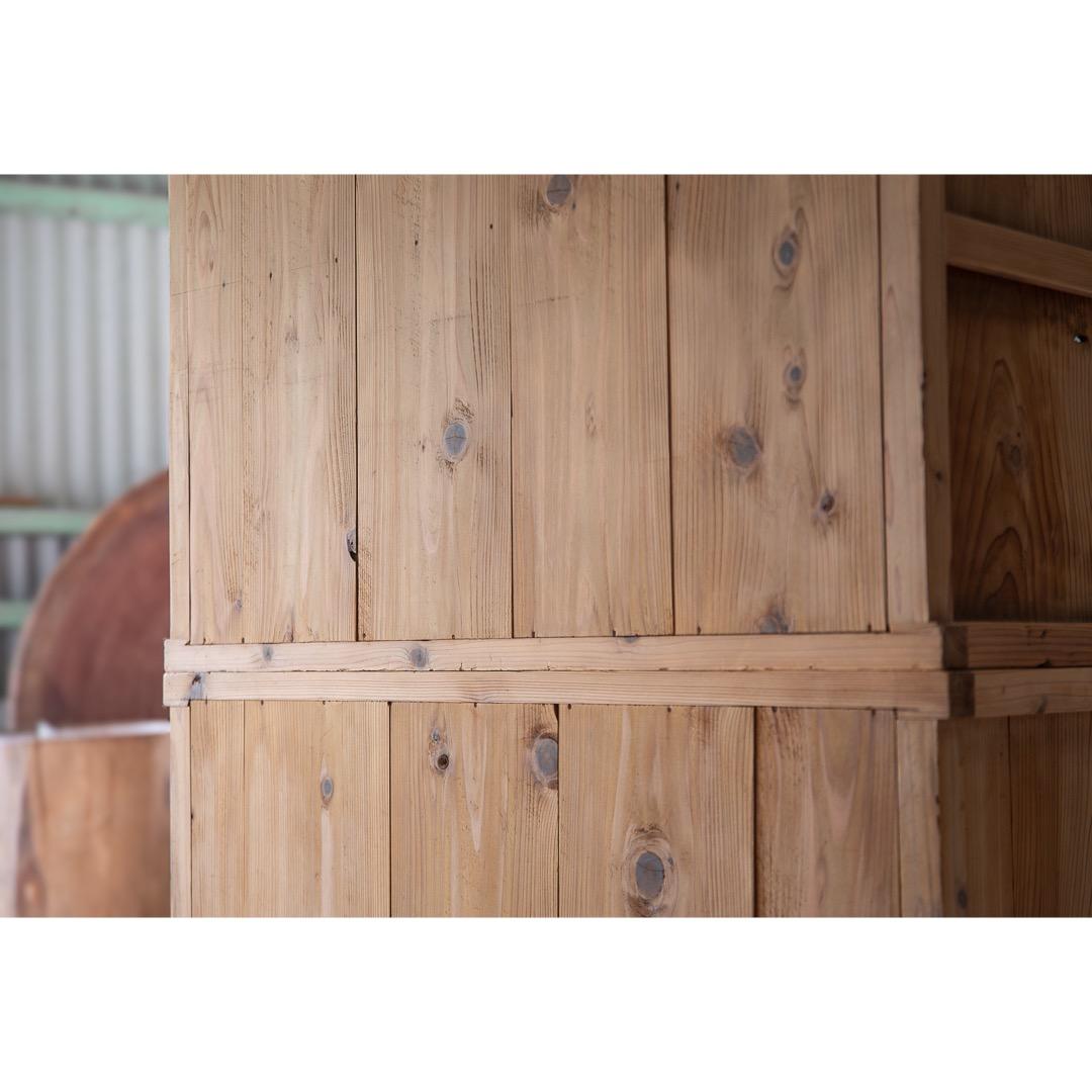 木製戸棚 古家具 2段重ね 収納棚 食器棚 幅890奥410高1210 送料込