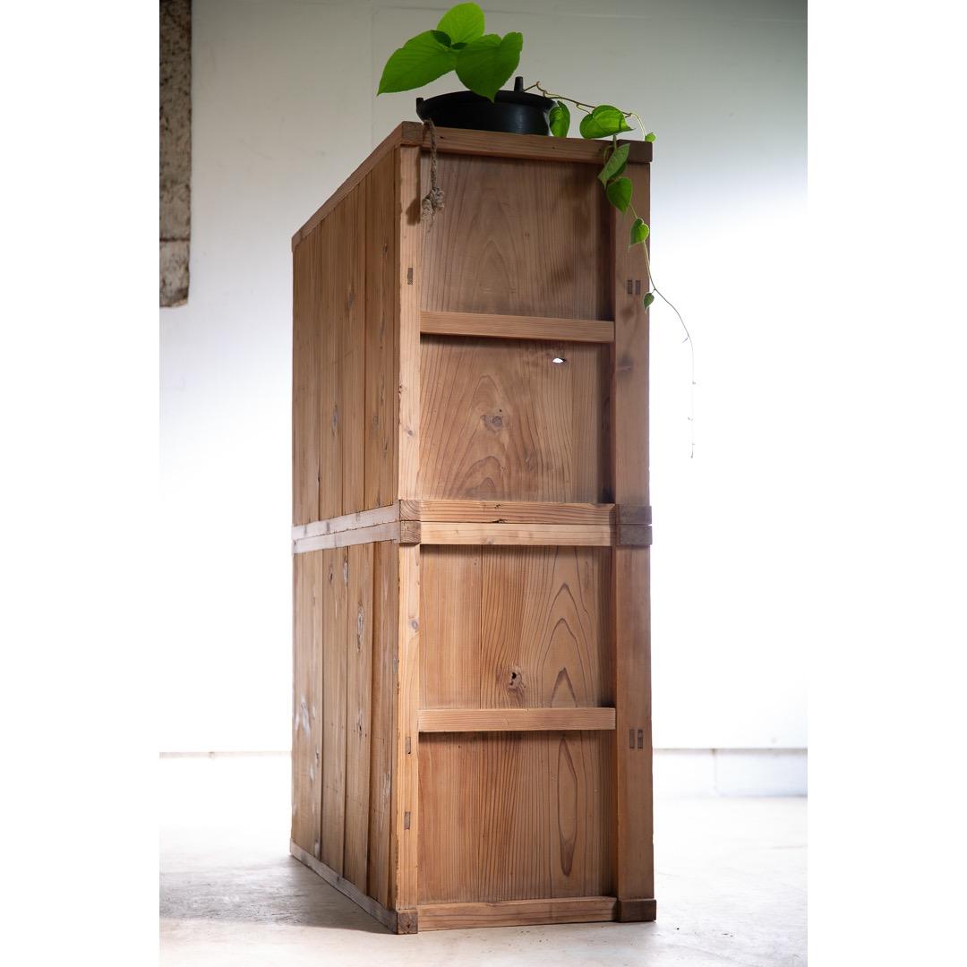 木製戸棚 古家具 2段重ね 収納棚 食器棚 幅890奥410高1210 送料込