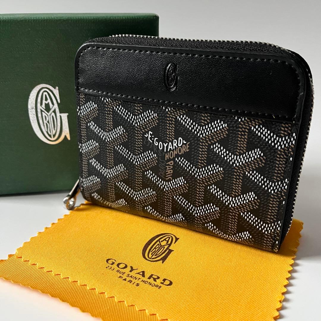 ゴヤール　マティニョン PM ウォレット　ラウンドジップ　レザー　黒　ブラック