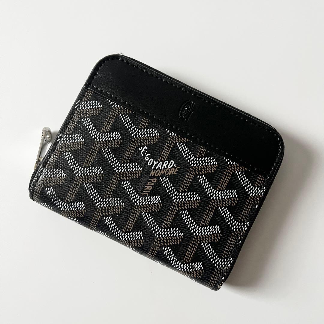 ゴヤール　マティニョン PM ウォレット　ラウンドジップ　レザー　黒　ブラック