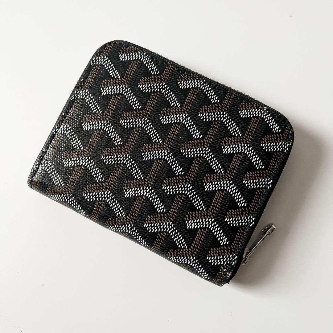 ゴヤール　マティニョン PM ウォレット　ラウンドジップ　レザー　黒　ブラック