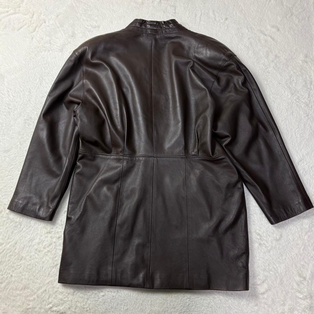 PIERRE BALMAIN ラムレザー ノーカラージャケット 日本製 裏地柄