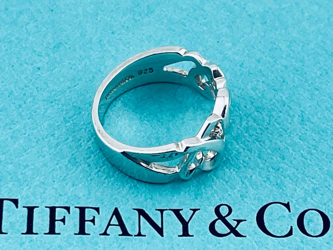 h924美品　ティファニー　トリプル　ラビングハート　リング　925約11.5号