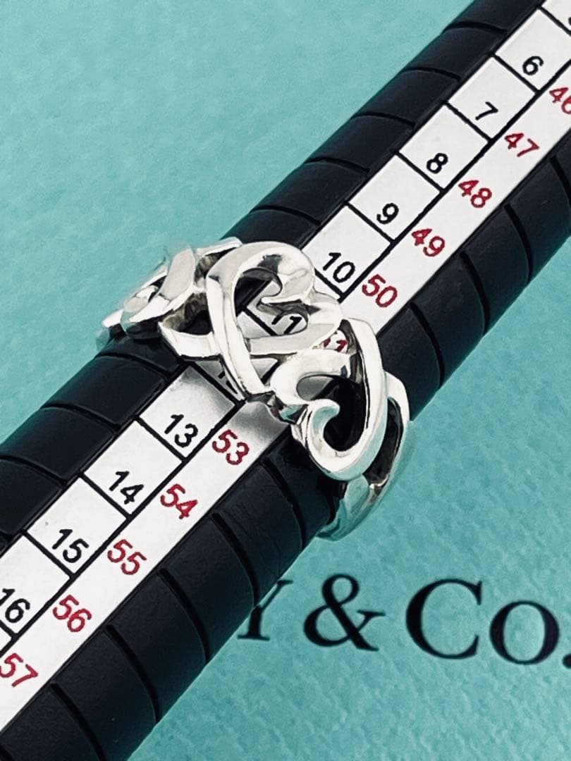 h924美品　ティファニー　トリプル　ラビングハート　リング　925約11.5号