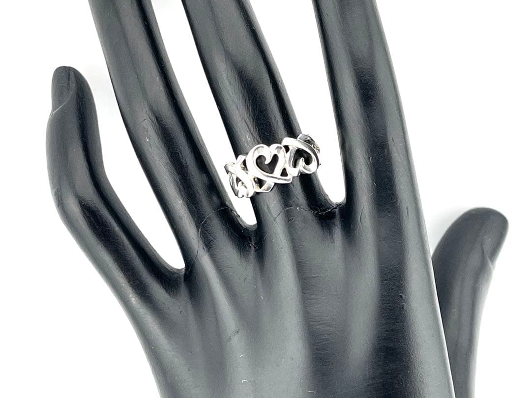 h924美品　ティファニー　トリプル　ラビングハート　リング　925約11.5号