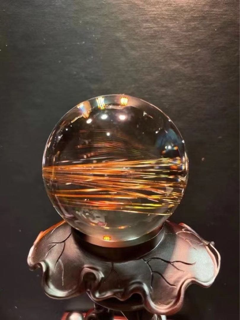 ⭐︎【極上品】天然銅色ゴールドルチルクオーツ 置物 66mm