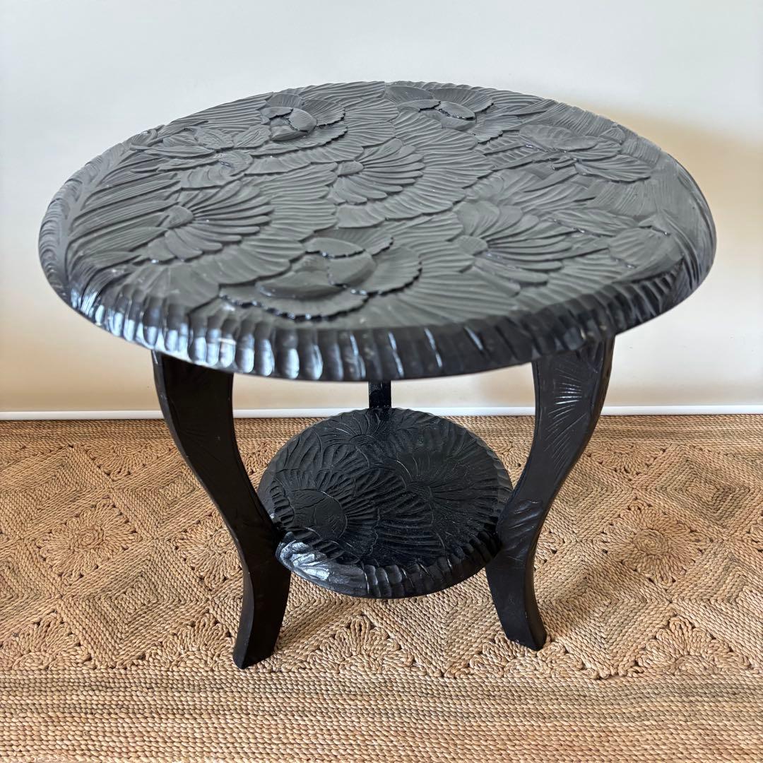 日光彫 丸テーブル サイドテーブル ミニテーブル 伝統工芸