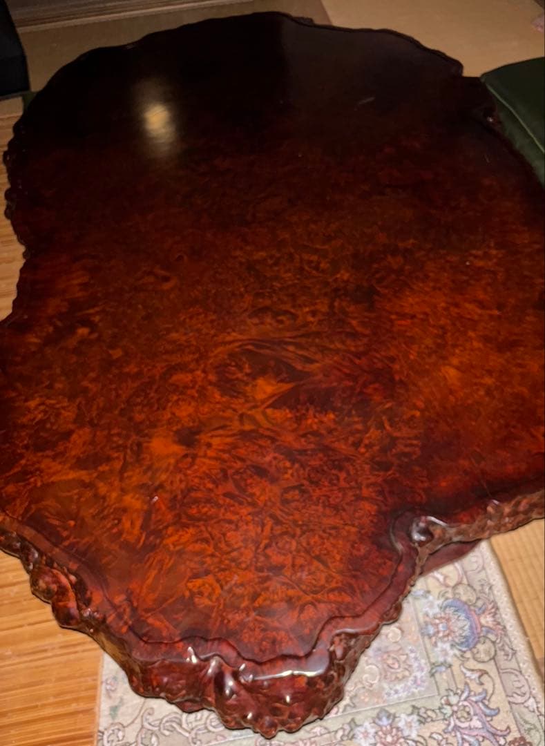 木製 不規則形座卓 大きめオーバルテーブル 極厚天板