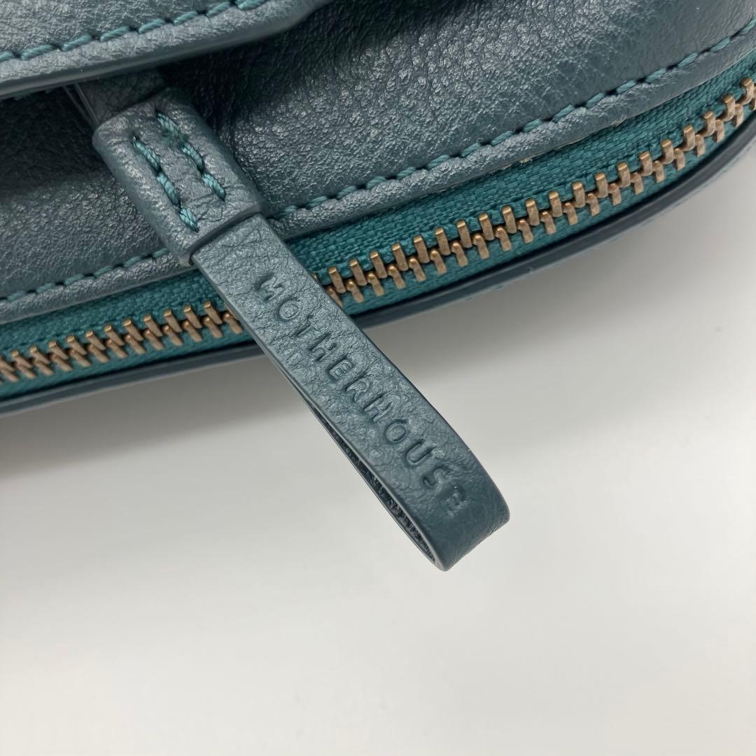⭐️極美品⭐️ マザーハウス カゼマトウ ボディバッグ シボ革 グリーニッシュブルー