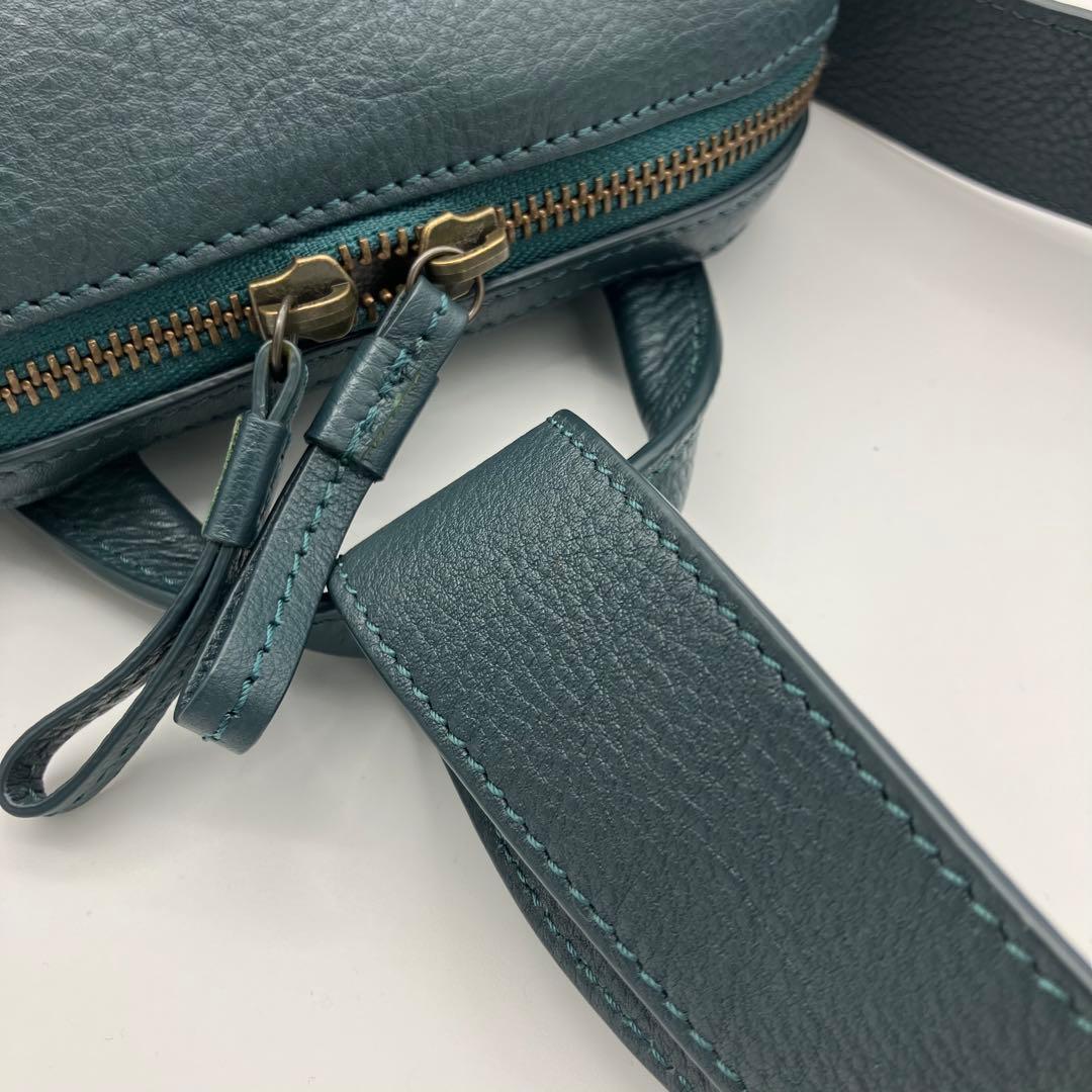 ⭐️極美品⭐️ マザーハウス カゼマトウ ボディバッグ シボ革 グリーニッシュブルー