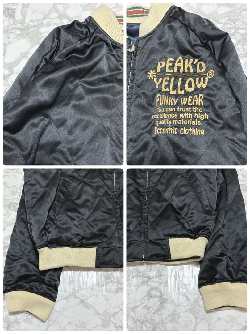 PEAK’D YELLOW 刺繍 和柄スカジャン 40 リバーシブル