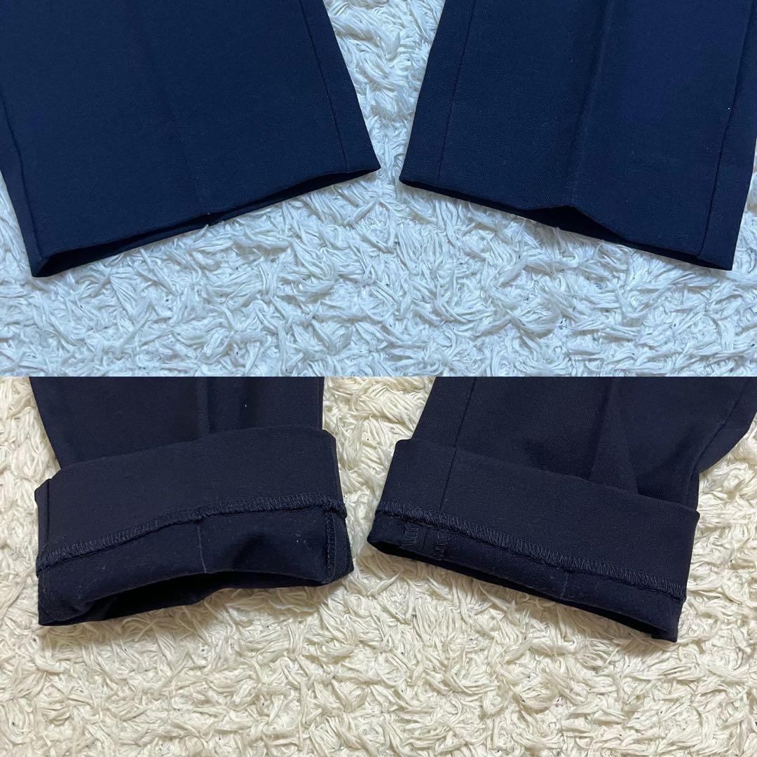 PLST　洗える　パンツスーツ　セットアップ　ノーカラージャケット　紺　M