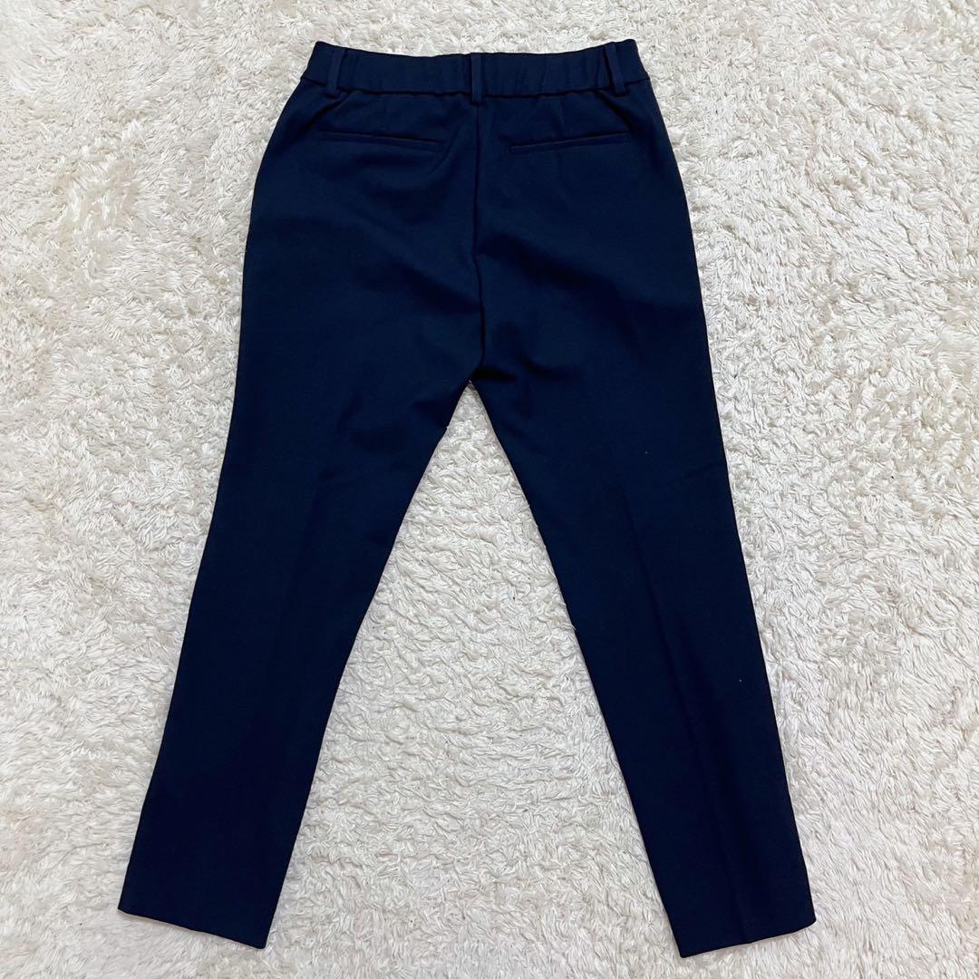 PLST　洗える　パンツスーツ　セットアップ　ノーカラージャケット　紺　M