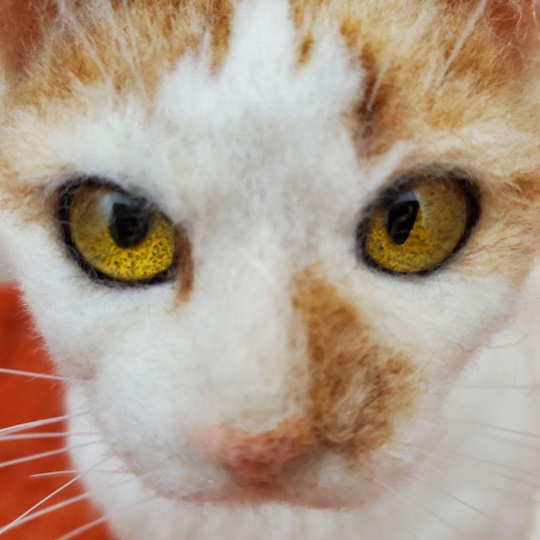 羊毛フェルト猫　ハンドメイド　茶白ハチワレ