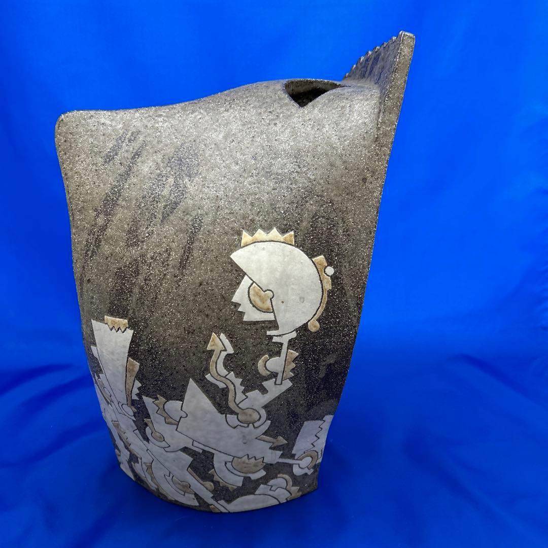 作家作品　抽象模様の陶器花瓶