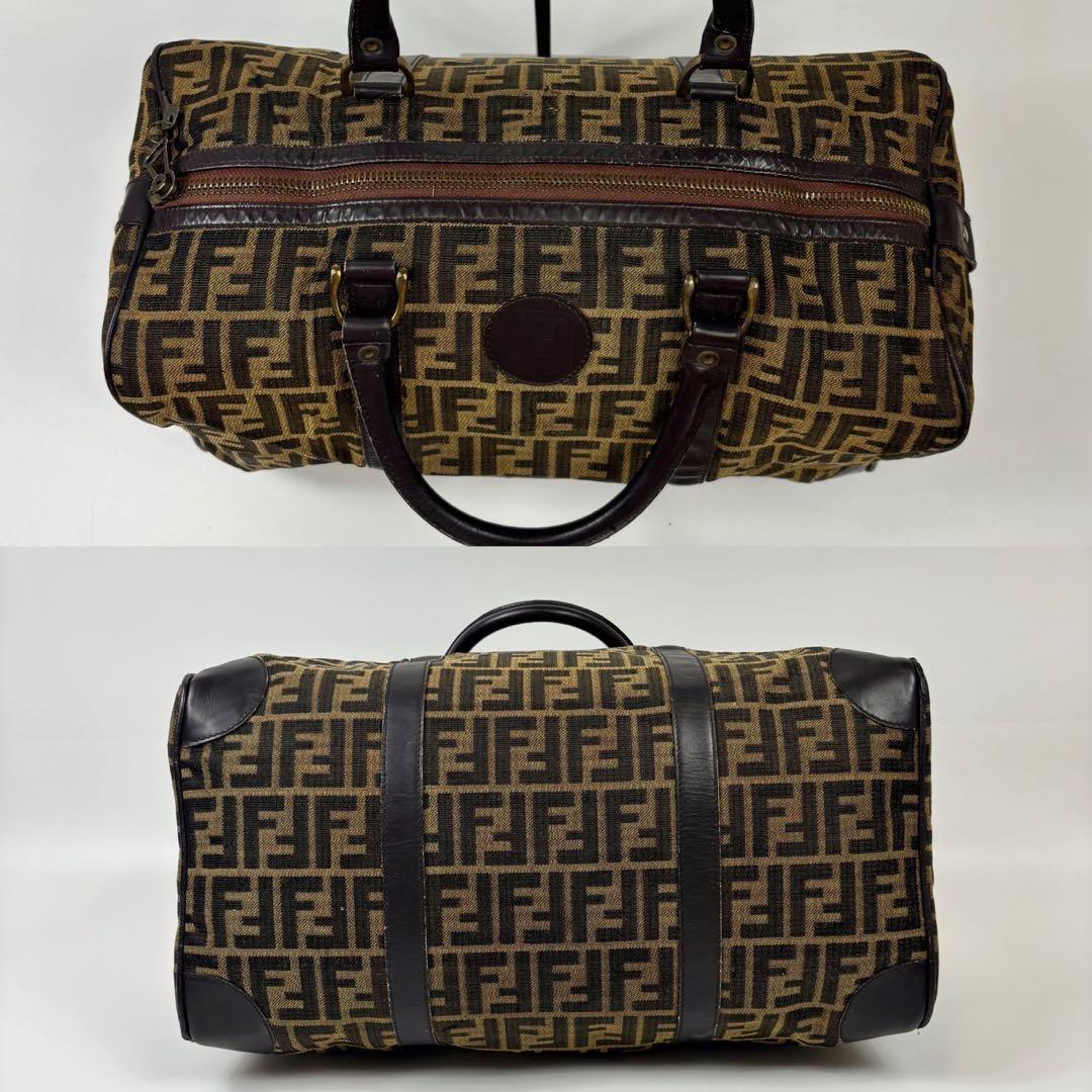 フェンディ FENDI ズッカ柄 ミニボストンバッグ 鍵付 キャンバス レザー