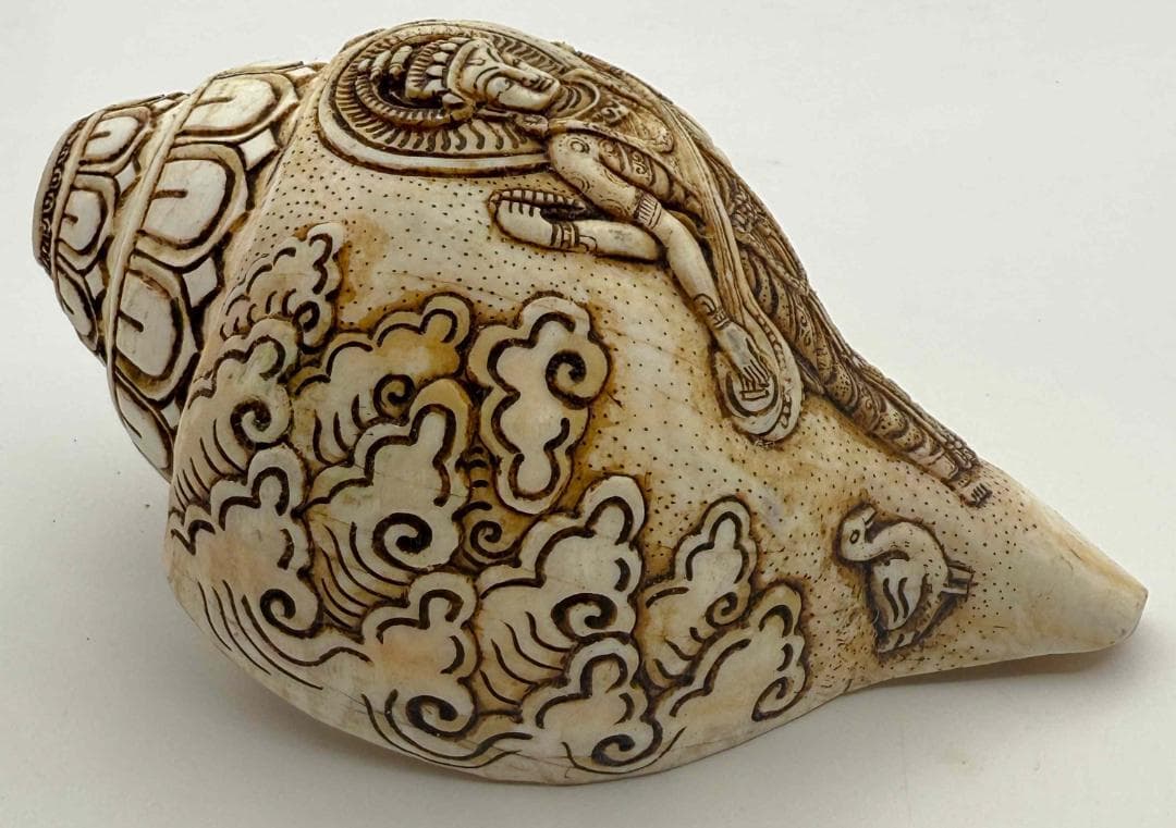 ◆チベット密教法具　法螺貝（シャンカ）弁財天（サラスヴァティー）1