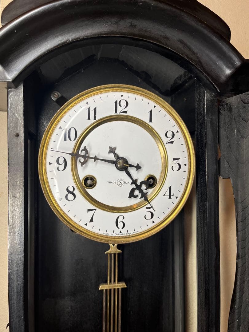 精工舎　ひさご　柱時計　古時計　振り子　ユンハンス　ゼンマイ　ボンボン　レトロ