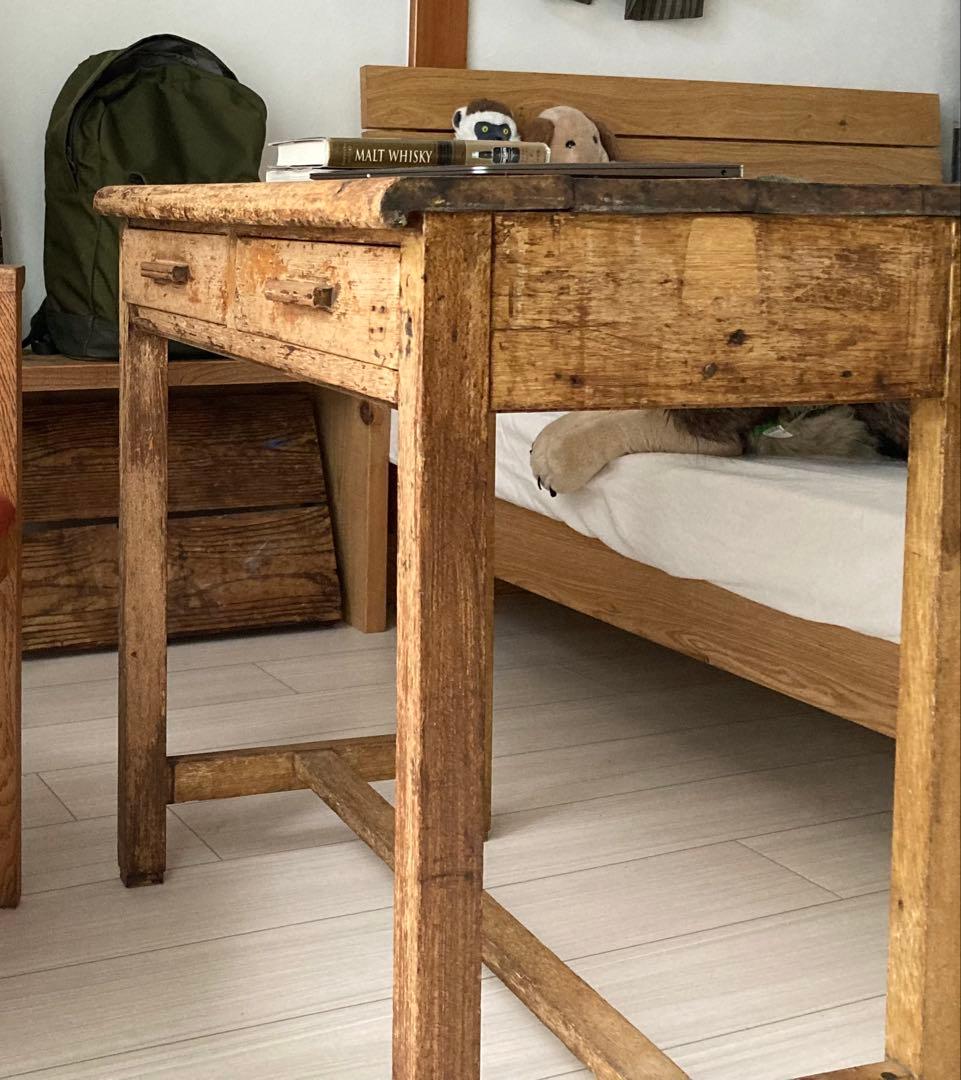 古道具　引き出し付テーブル　デスク　作業机