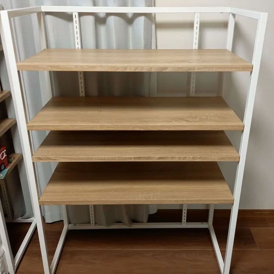 4段オープンシェルフ ホワイト/ナチュラル　什器