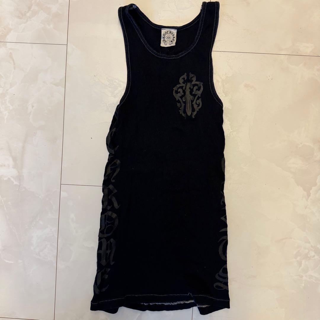 本物保証★クロムハーツ★メンズタンクトップ★バック&両サイドロゴ★白ステッチM