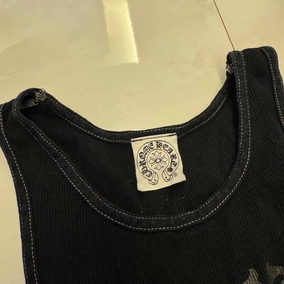 本物保証★クロムハーツ★メンズタンクトップ★バック&両サイドロゴ★白ステッチM