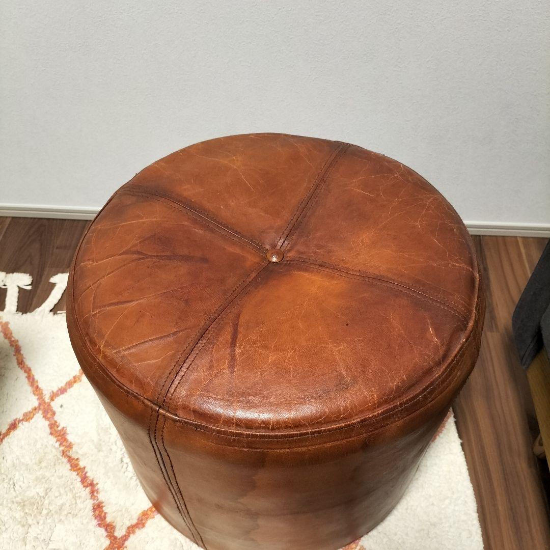 アンティーク レトロ ヴィンテージ レザースツール 展示品(2601C-9)