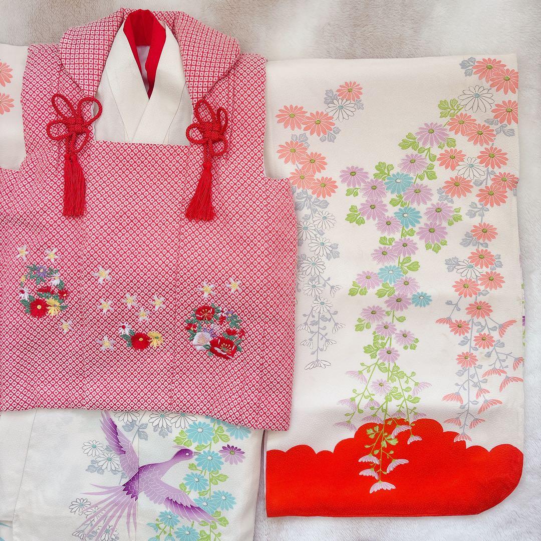 七五三　3歳　アンティーク　着物　被布　セット　草履　長襦袢　女の子　子供着物