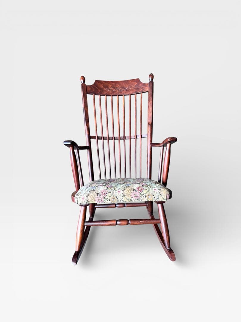 （なおさん専用）松田家具 ロッキングチェア 木製 アーム付き 花柄座面