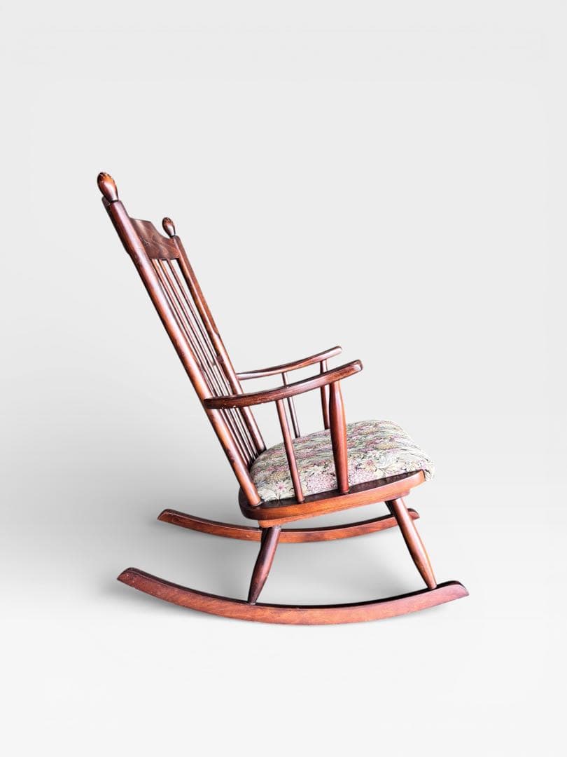 （なおさん専用）松田家具 ロッキングチェア 木製 アーム付き 花柄座面