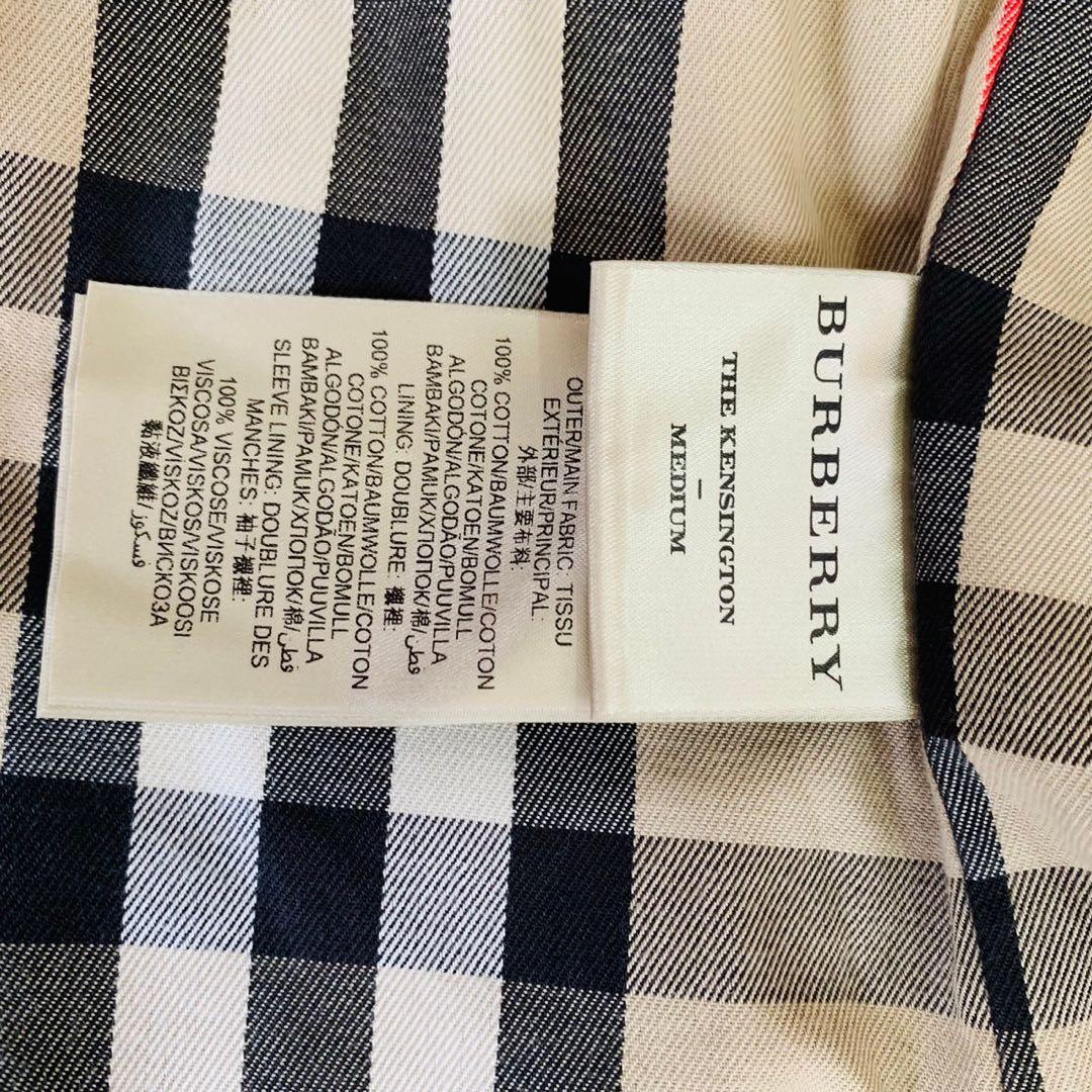 美品 現行 バーバリー ケンジントン トレンチコート ブラック ノバチェック