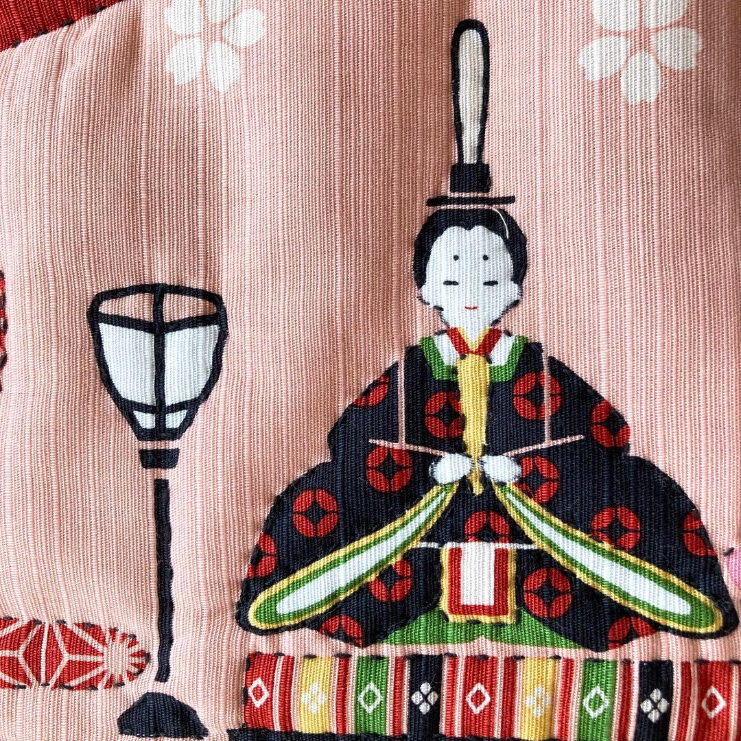 No.300 お雛様　手縫いキルトタペストリー　ハンドメイド