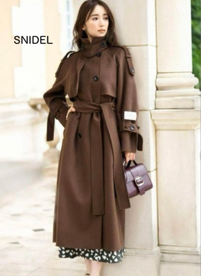 SNIDEL ウロコカシミアスタンドカラーコート ブラウン 0