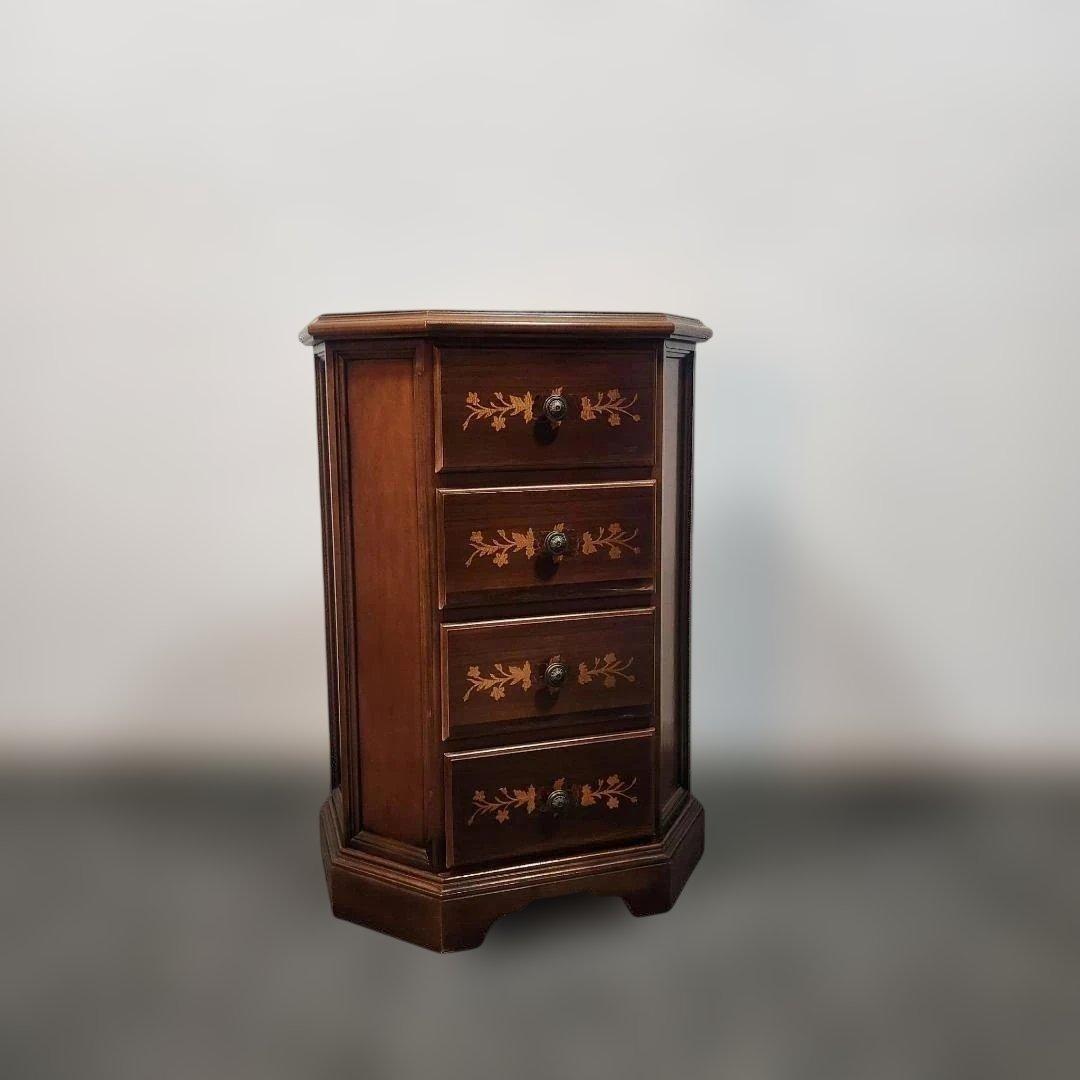 訳あり 象嵌細工風 ミニチェスト 4段チェスト サイドボード