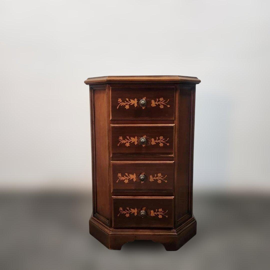 訳あり 象嵌細工風 ミニチェスト 4段チェスト サイドボード