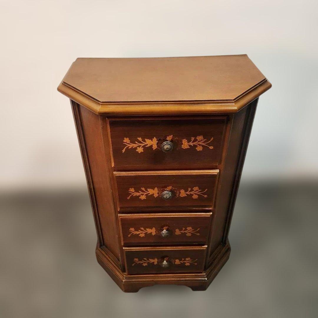 訳あり 象嵌細工風 ミニチェスト 4段チェスト サイドボード