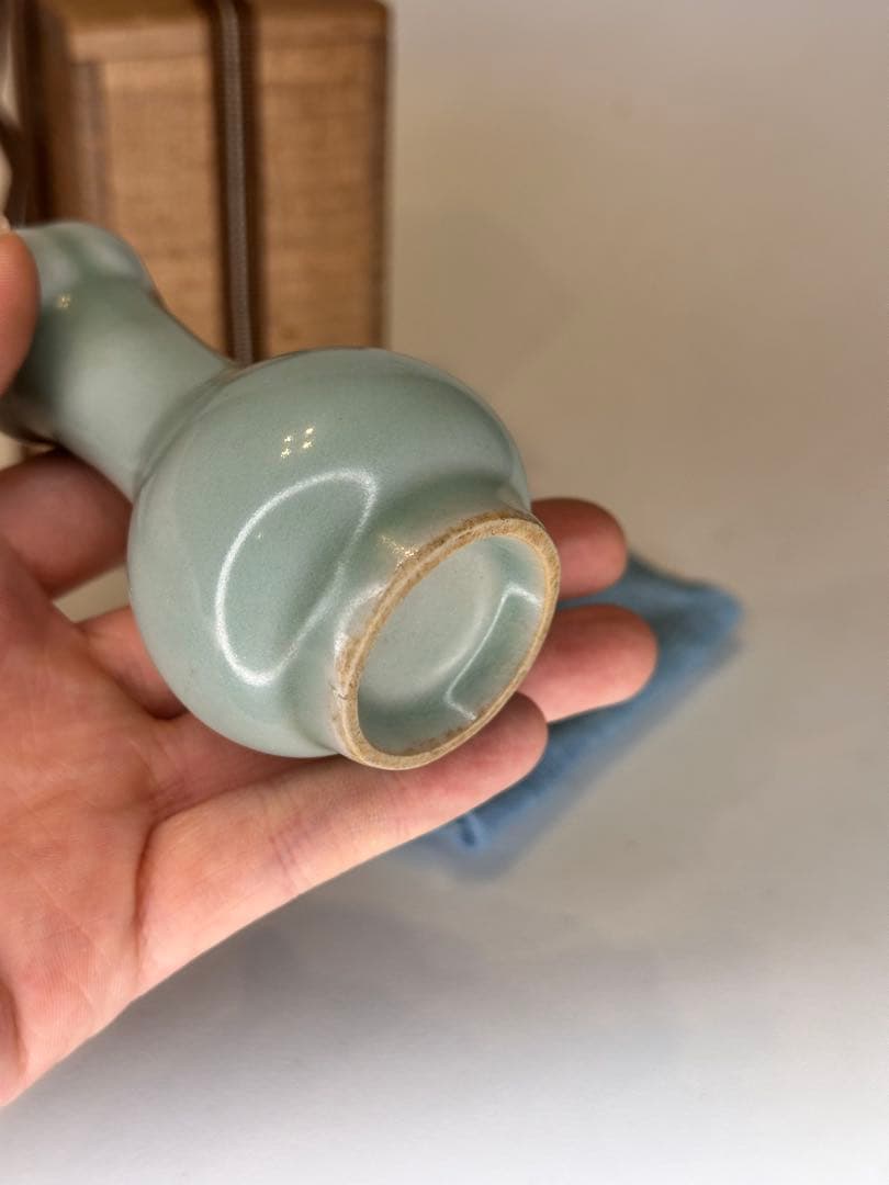 中国古美術 清時代 青磁 小花瓶 赏瓶 共箱付