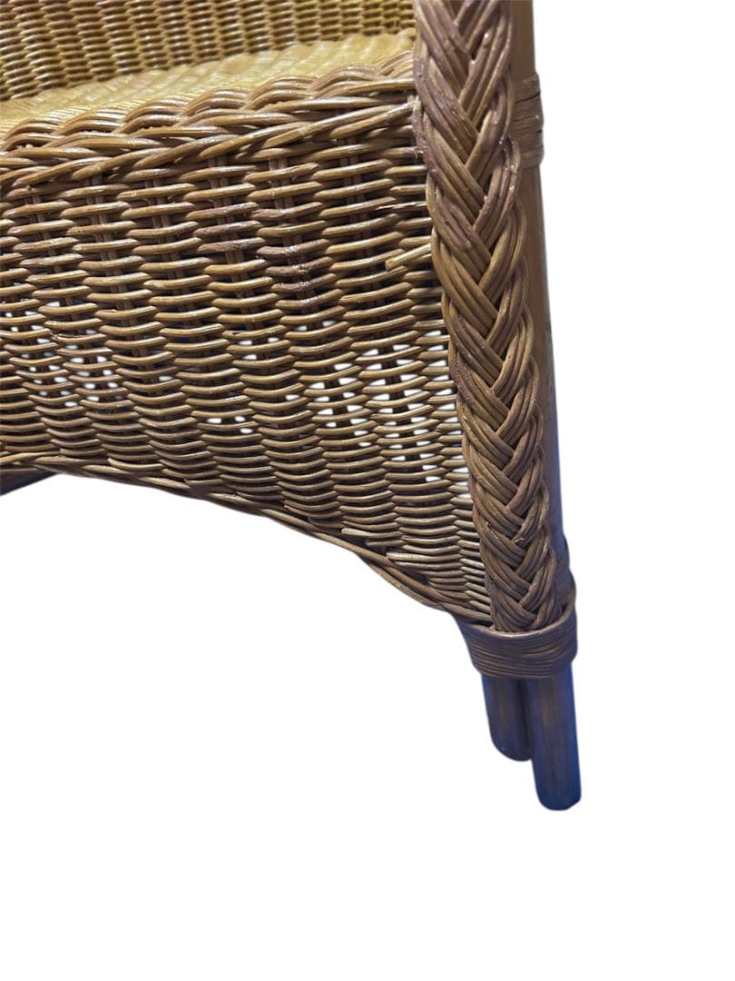 昭和レトロ　カザマ　アーチ型ラタンチェア アームチェア