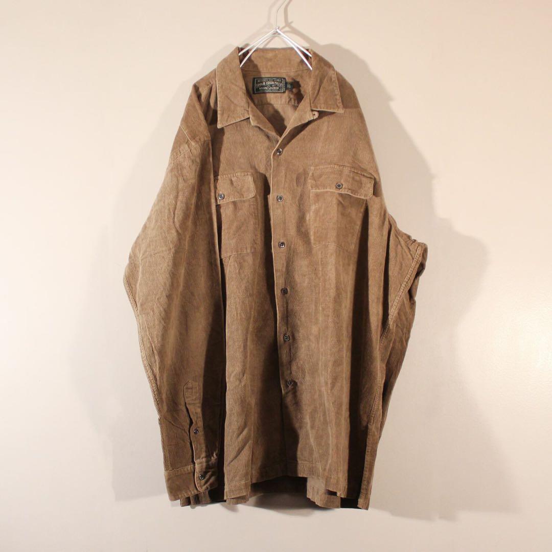USA古着 ポロカントリーラルフローレン 開襟コーデュロイシャツ長袖 メンズXL